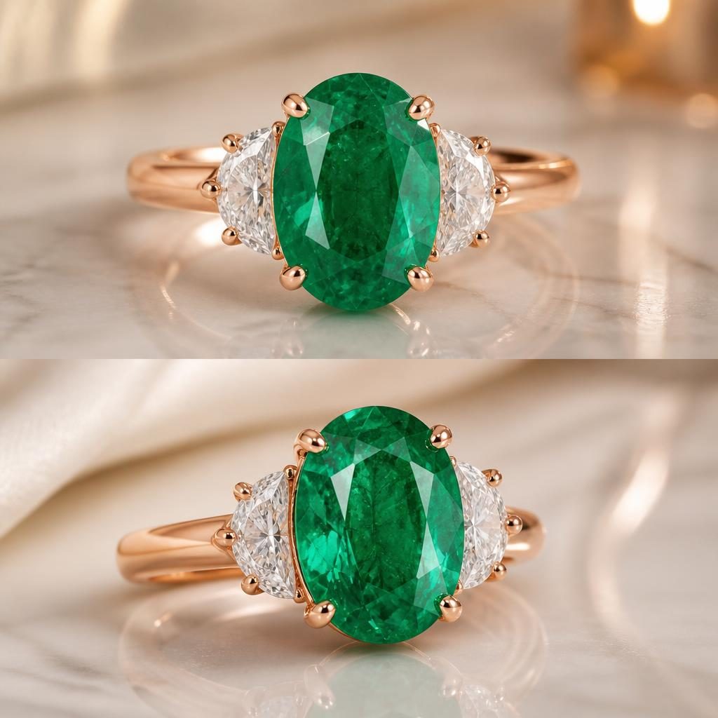 Rose Gold Diamond Emerald Ring - Direction 1 custom jewelry design direction