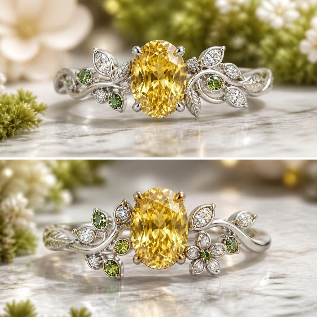 Romantic White Gold Sapphire Ring jewelry design