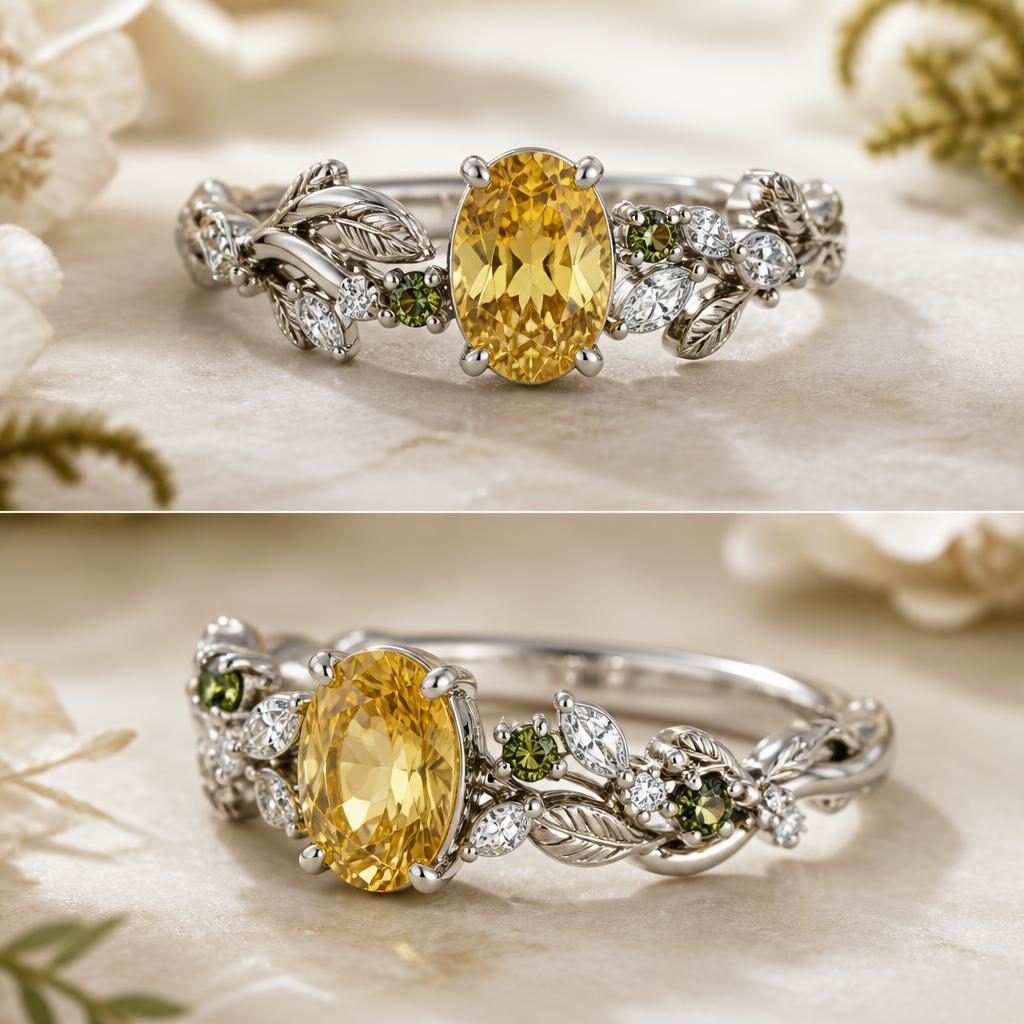 Romantic White Gold Sapphire Ring jewelry design
