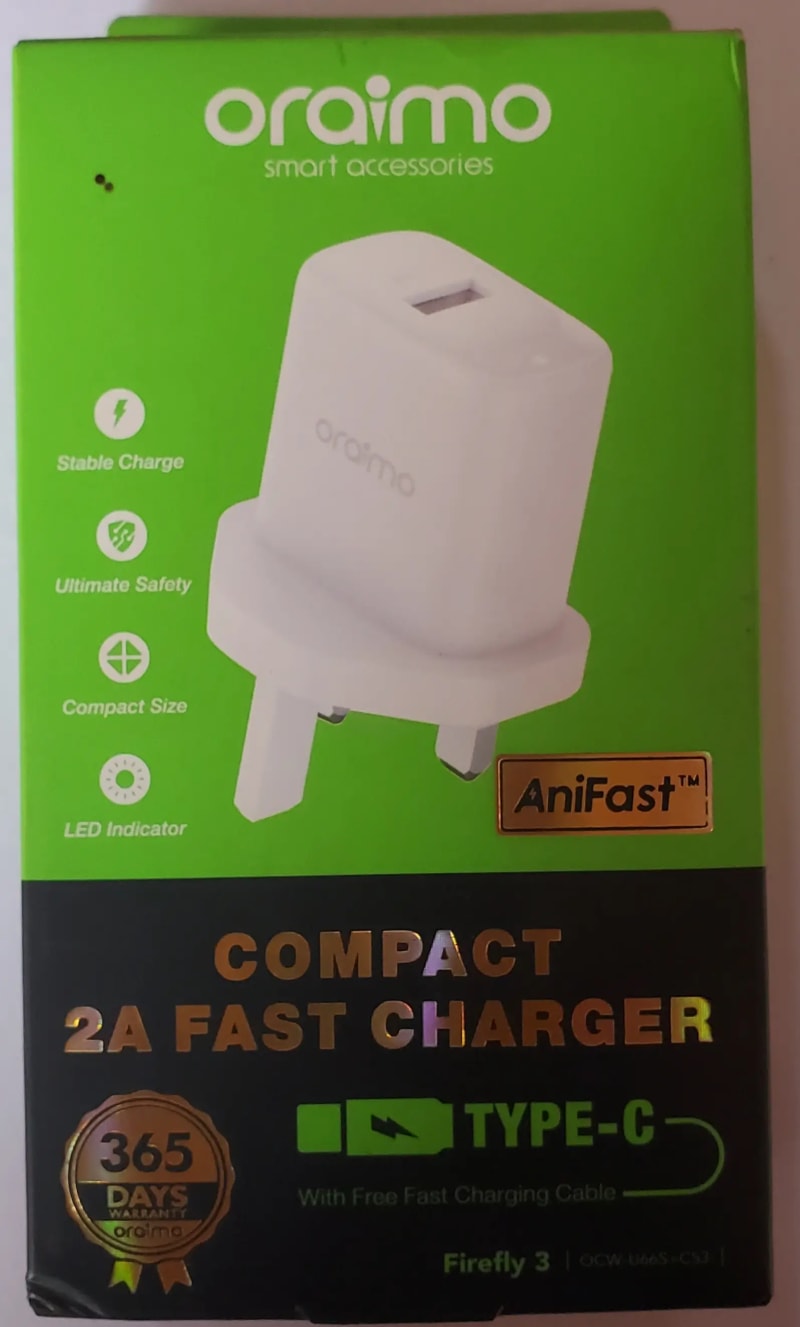 Oraimo type C fast charger 