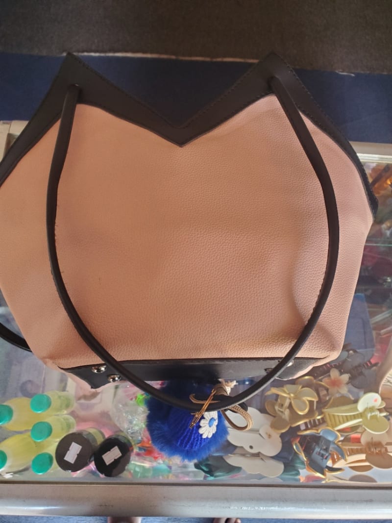 V shaped Leather handbag