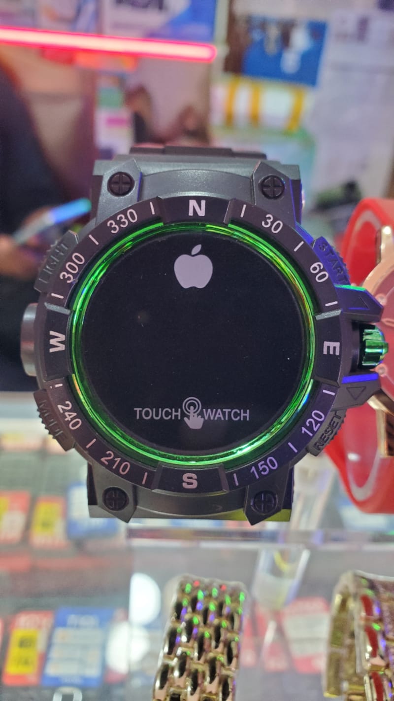 All black Touch to show watch with a green inner circle