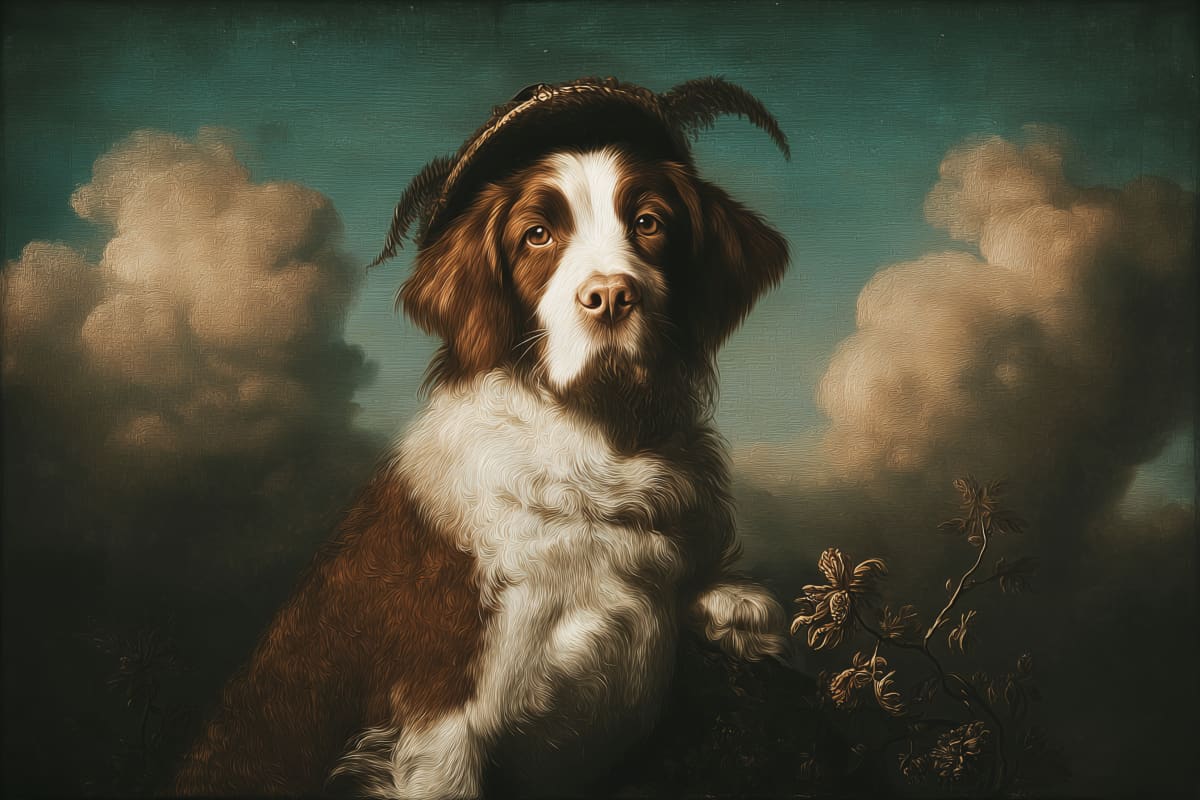 The Nobleman's Faithful Companion - A regal Bernese Mountain Dog portrayed in the grand tradition of 18th-century aristocratic portraiture.