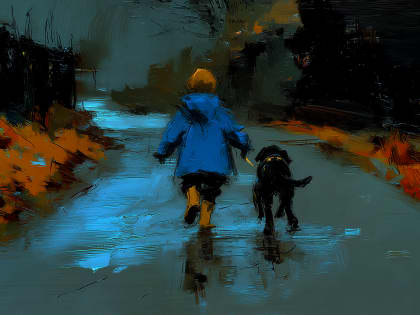 Autumn Walk with Faithful Companion
