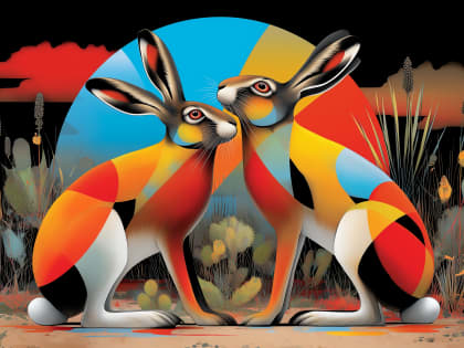 Desert Hares at Dusk
