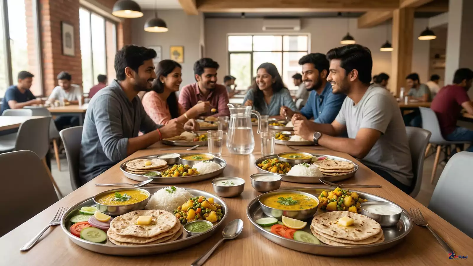 Indian food served at AV Global Overseas student hostel mess in Georgia for MBBS students