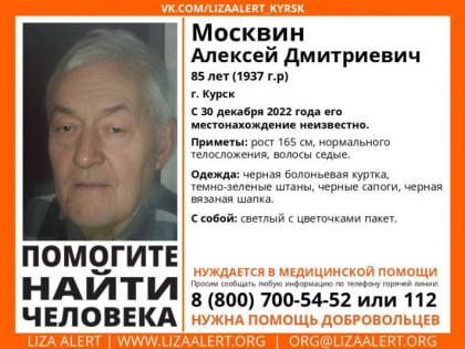 В Курске идут поиски пропавшего 85-летнего мужчину