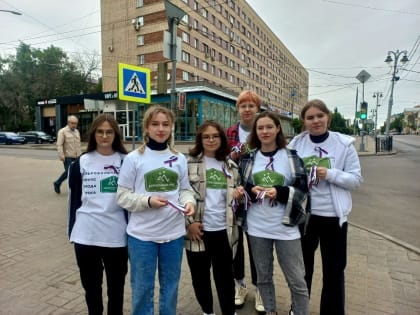 Куряне в День России раздают ленточки триколор