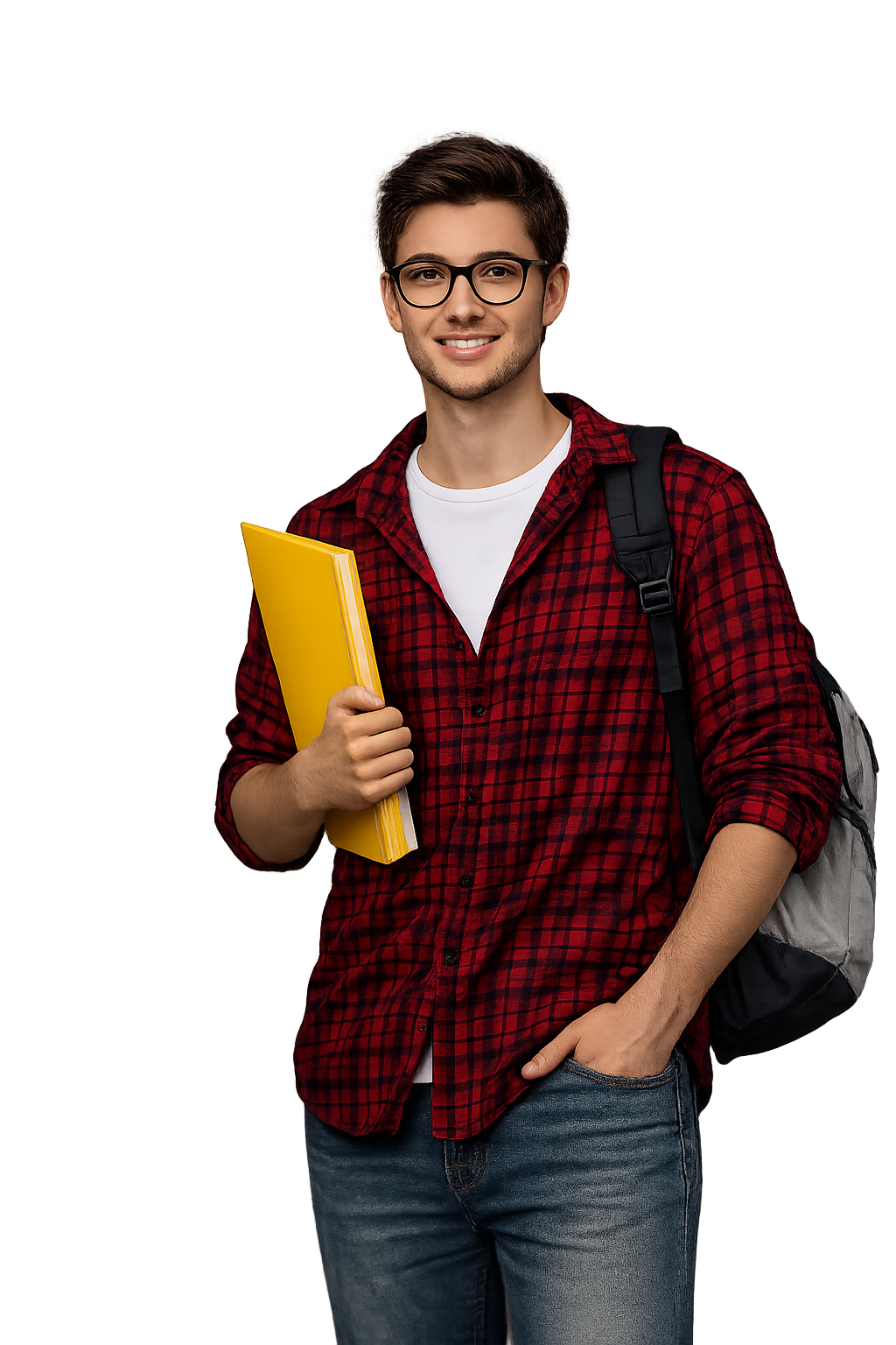 Calm student using a laptop for a proctored exam — ready and focused