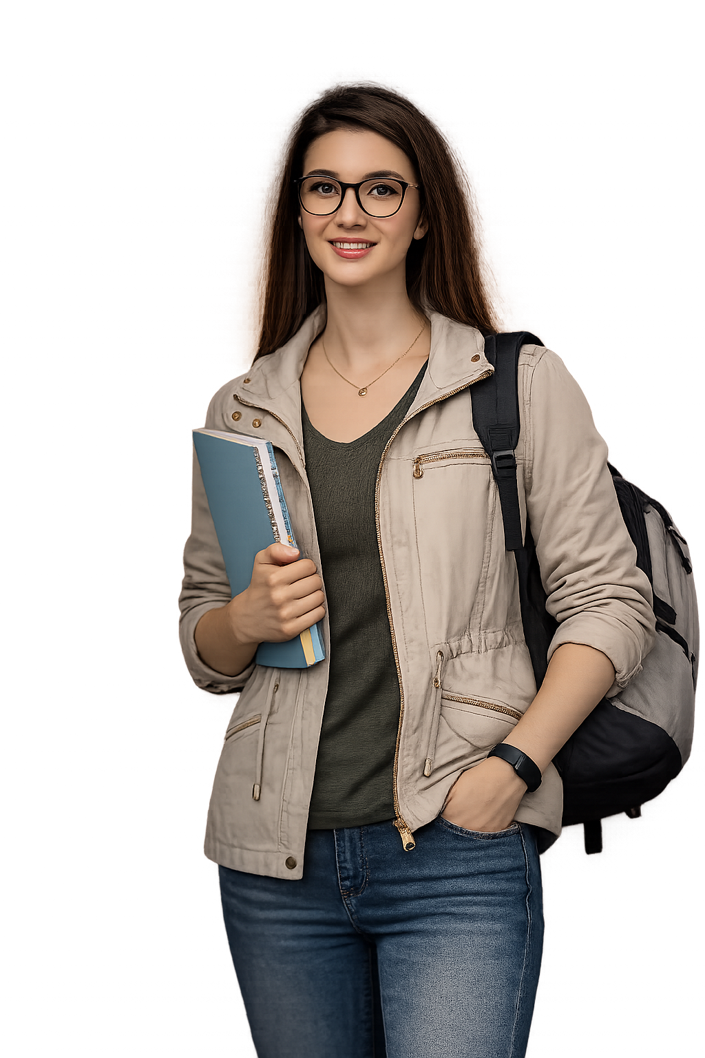 Confident student during a proctored online exam using laptop