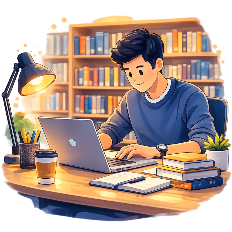 Illustration of a student taking an online exam — Take My Exam for Me service.