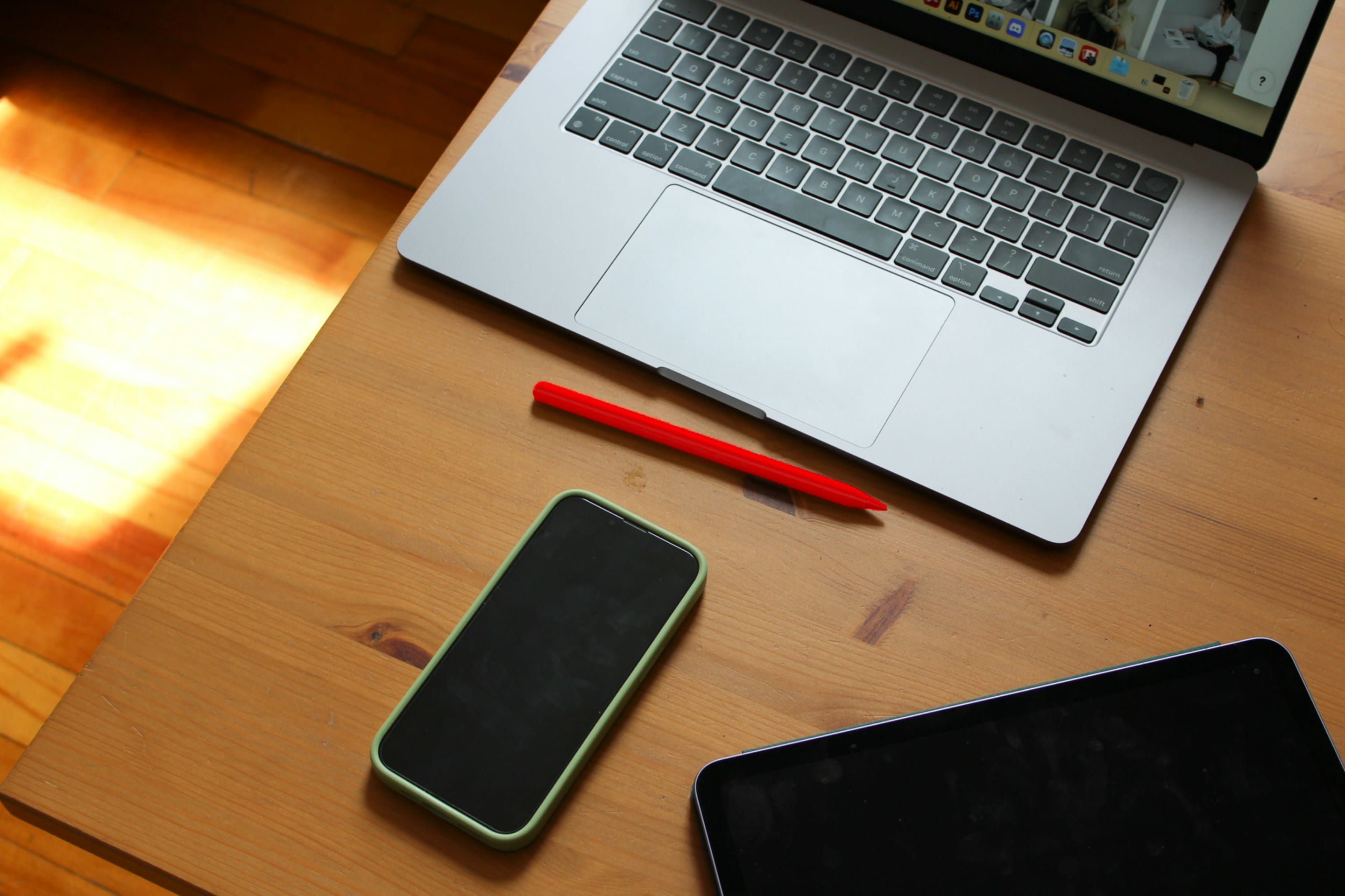 Devices on desk