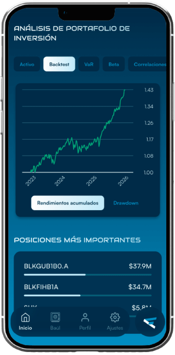 Pantalla de la aplicación Fiduz mostrando funcionalidad