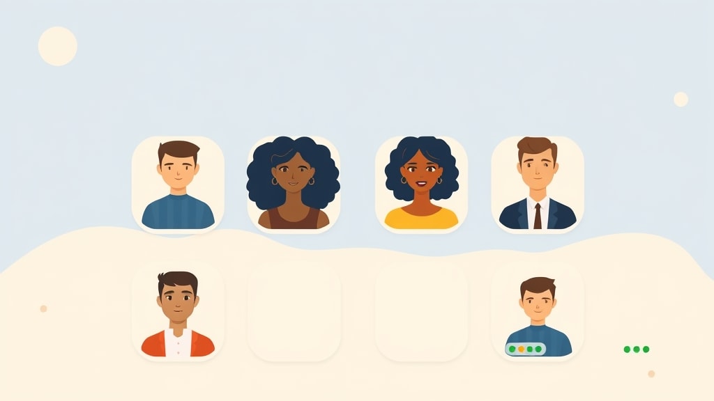 Grid of rounded family cards with colored status indicators showing contact coverage