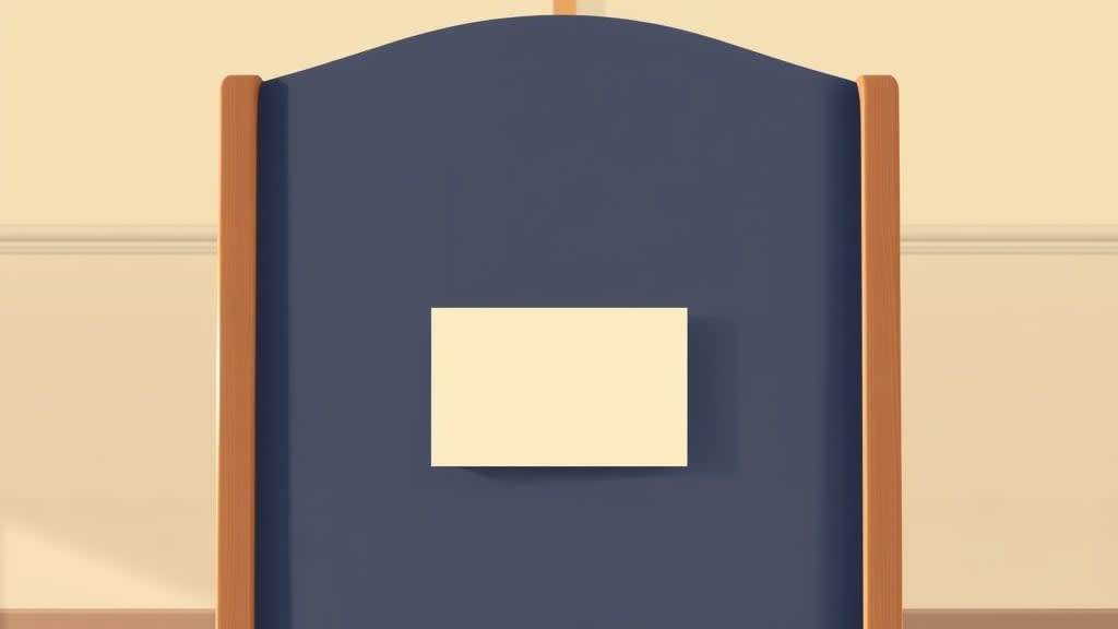 A single cream connection card resting flat on a plain wooden church pew beside a small offering envelope and a small wooden cross in warm afternoon light, no people