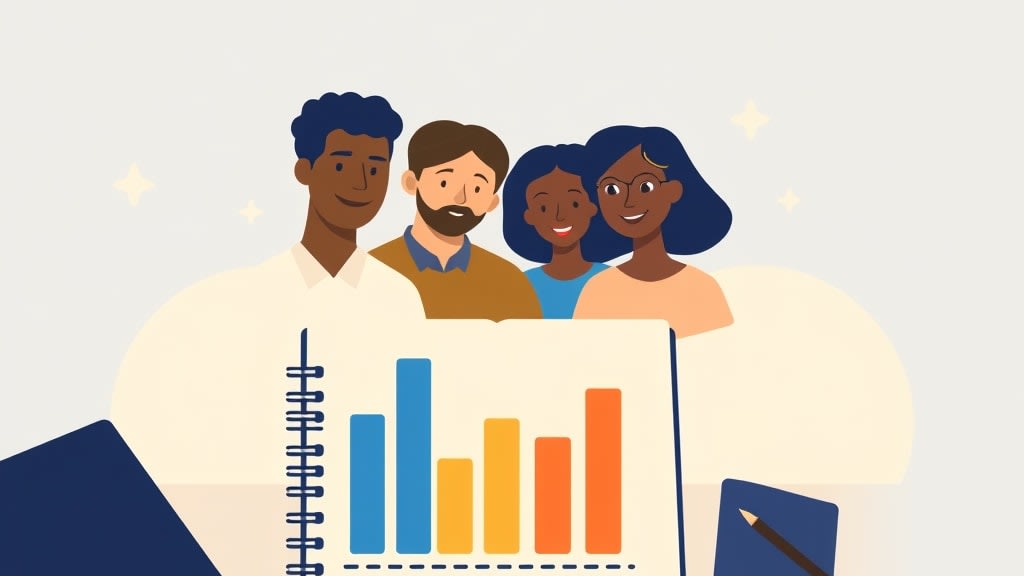 A friendly bearded middle-aged white pastor sitting calmly at a simple wooden desk in a warm church office looking at a single sheet of paper with a short bar chart on it