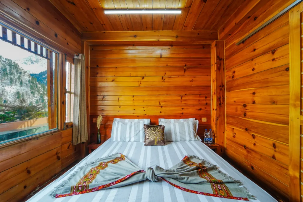 Traditional wooden room with carved details