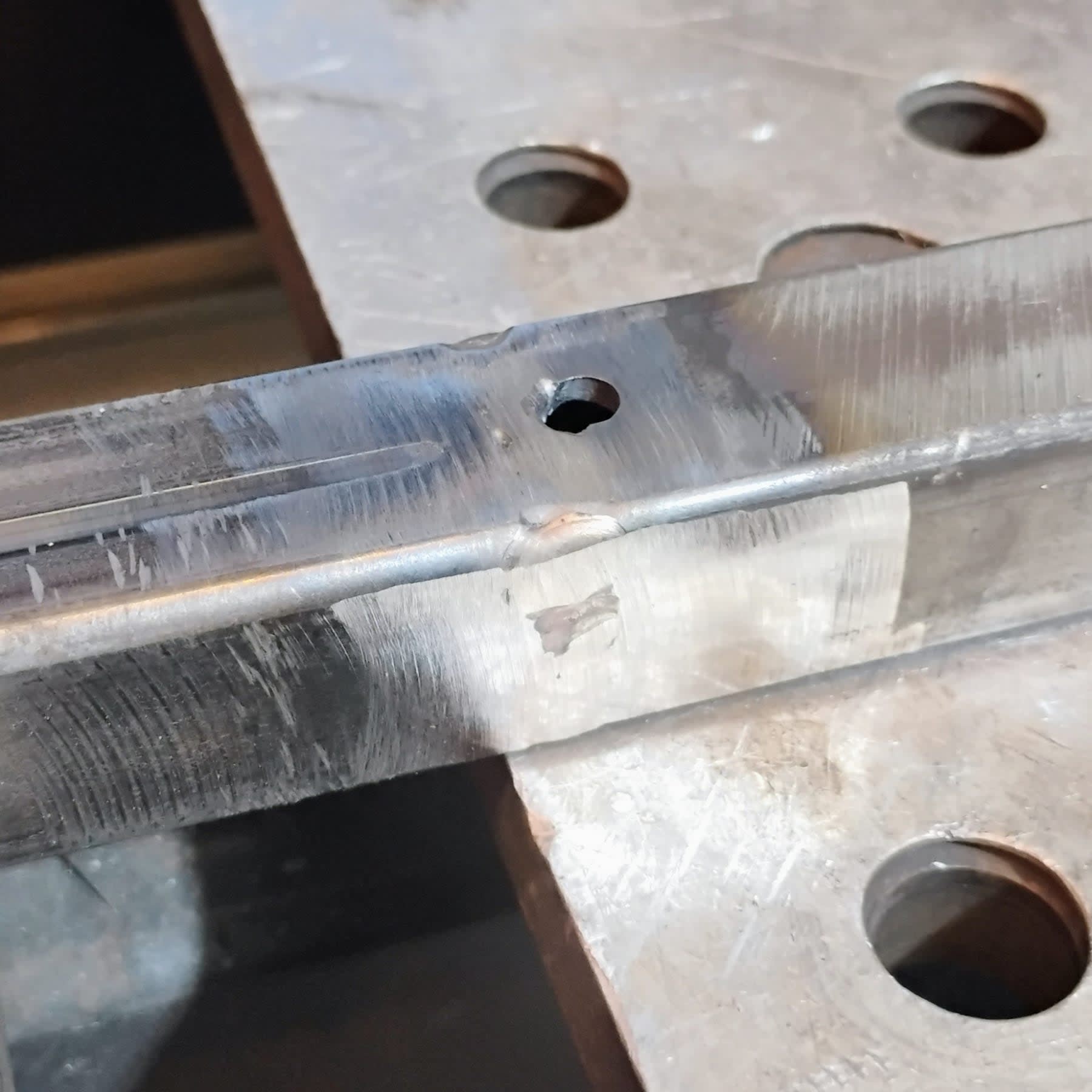 The first two welds ground down