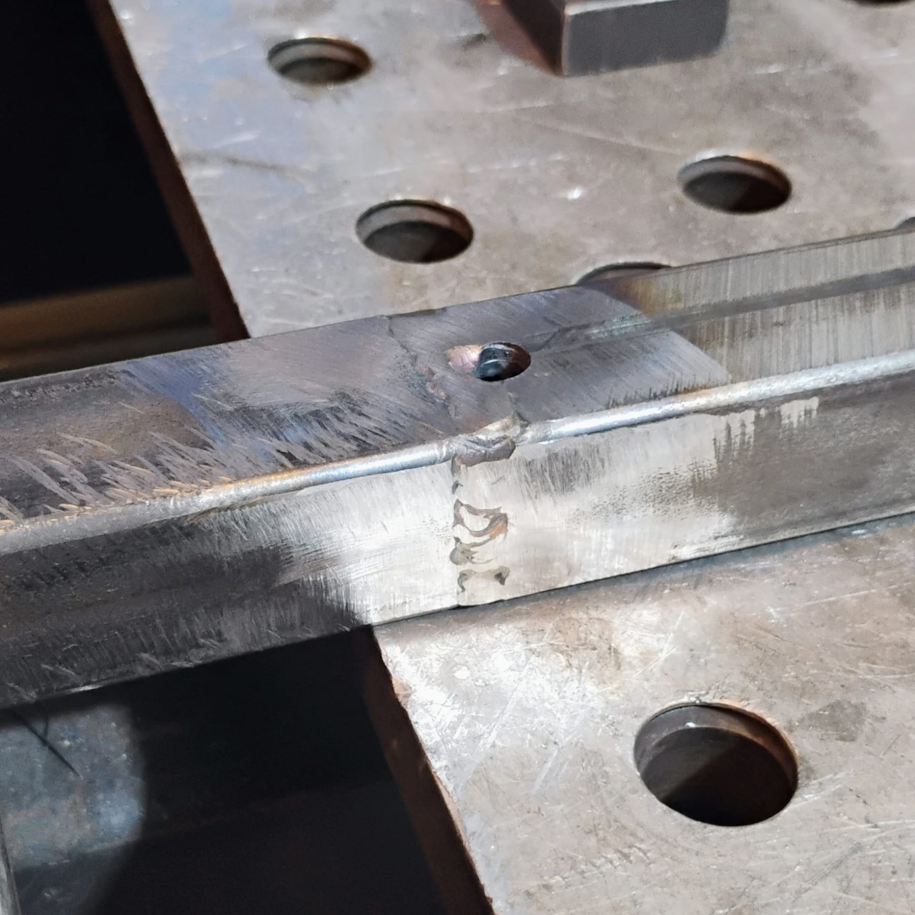 The second two welds ground down