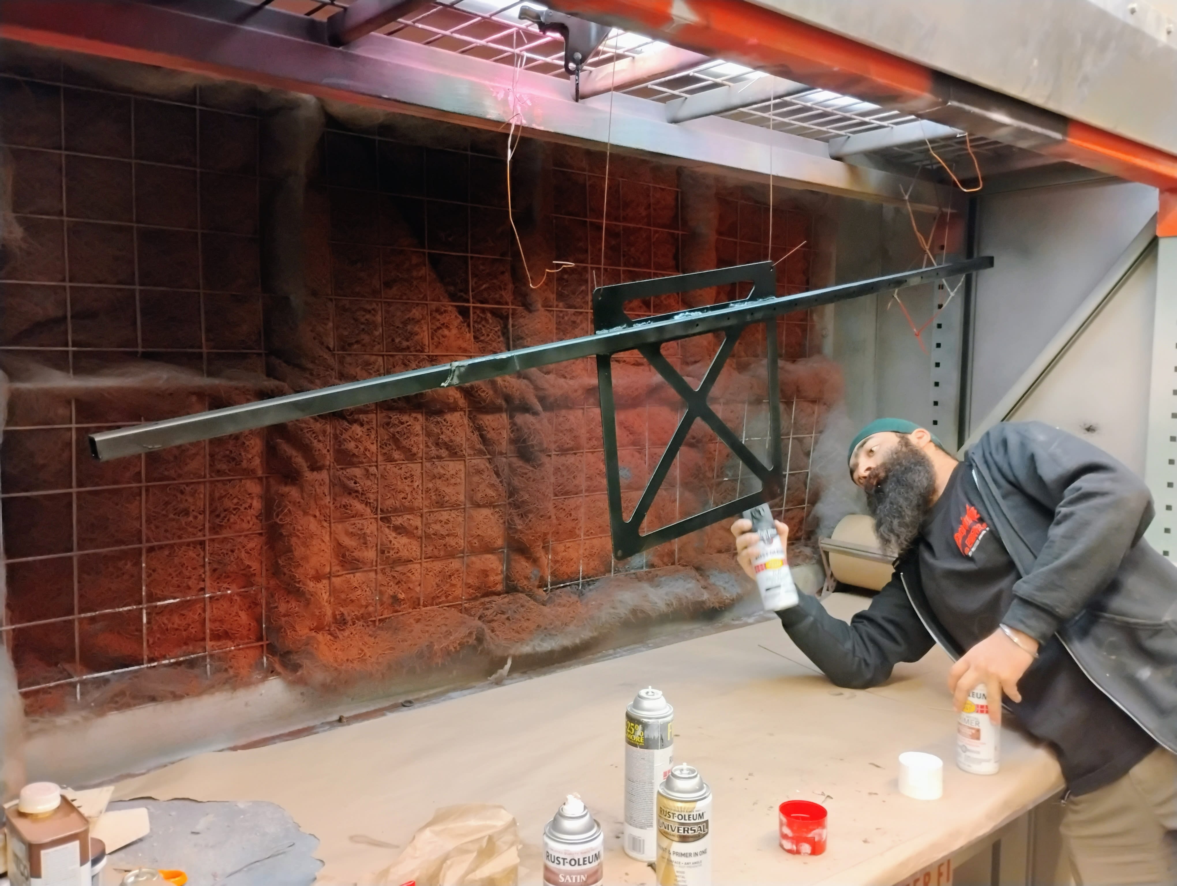 Anhad painting the full mount assembly