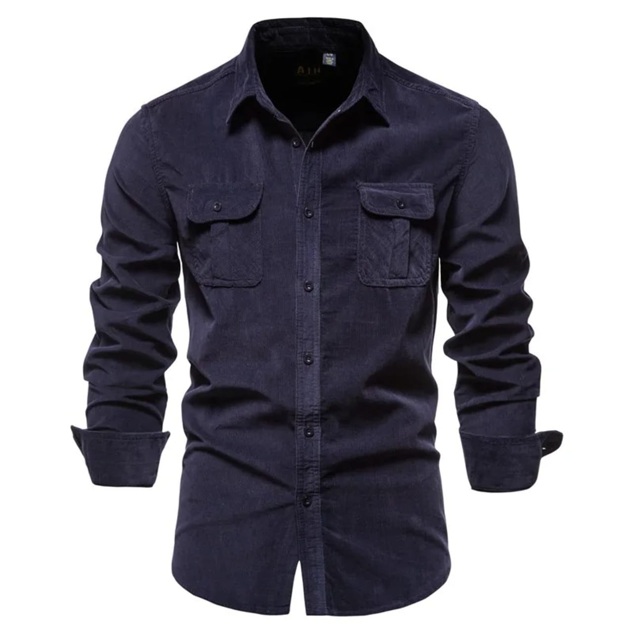2021ใหม่เดียวผ้าฝ้าย100% เสื้อเชิ้ตผู้ชายแฟชั่นสีทึบ Corduroy ผู้ชายเสื้อเชิ้ตฤดูใบไม้ร่วง Slim เสื้อผู้ชาย