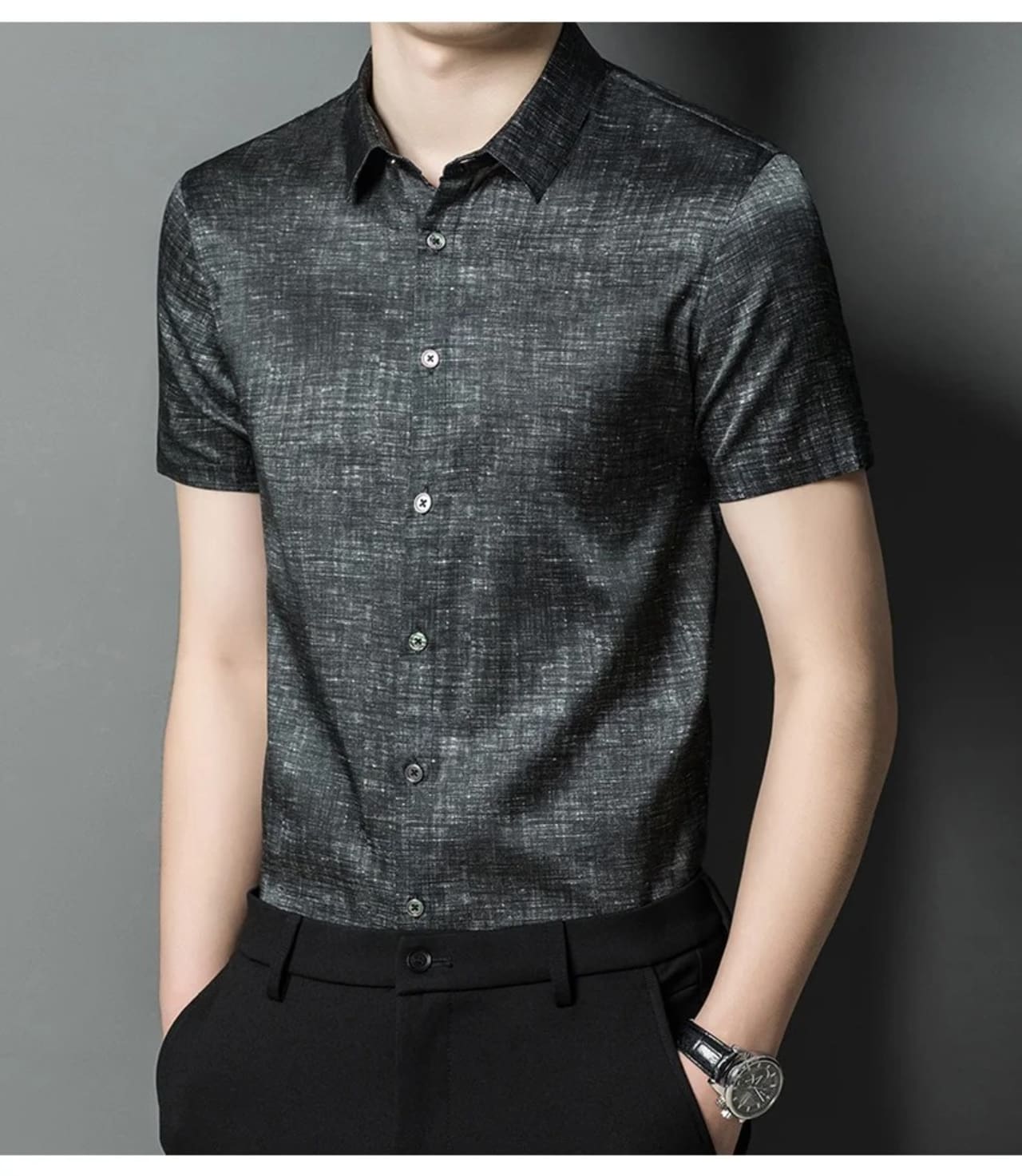 เสื้อเชิ้ตแขนสั้น90.8% ไหมหม่อนสำหรับผู้ชาย, เสื้อลำลองพิมพ์ลายแฟชั่นฤดูร้อน