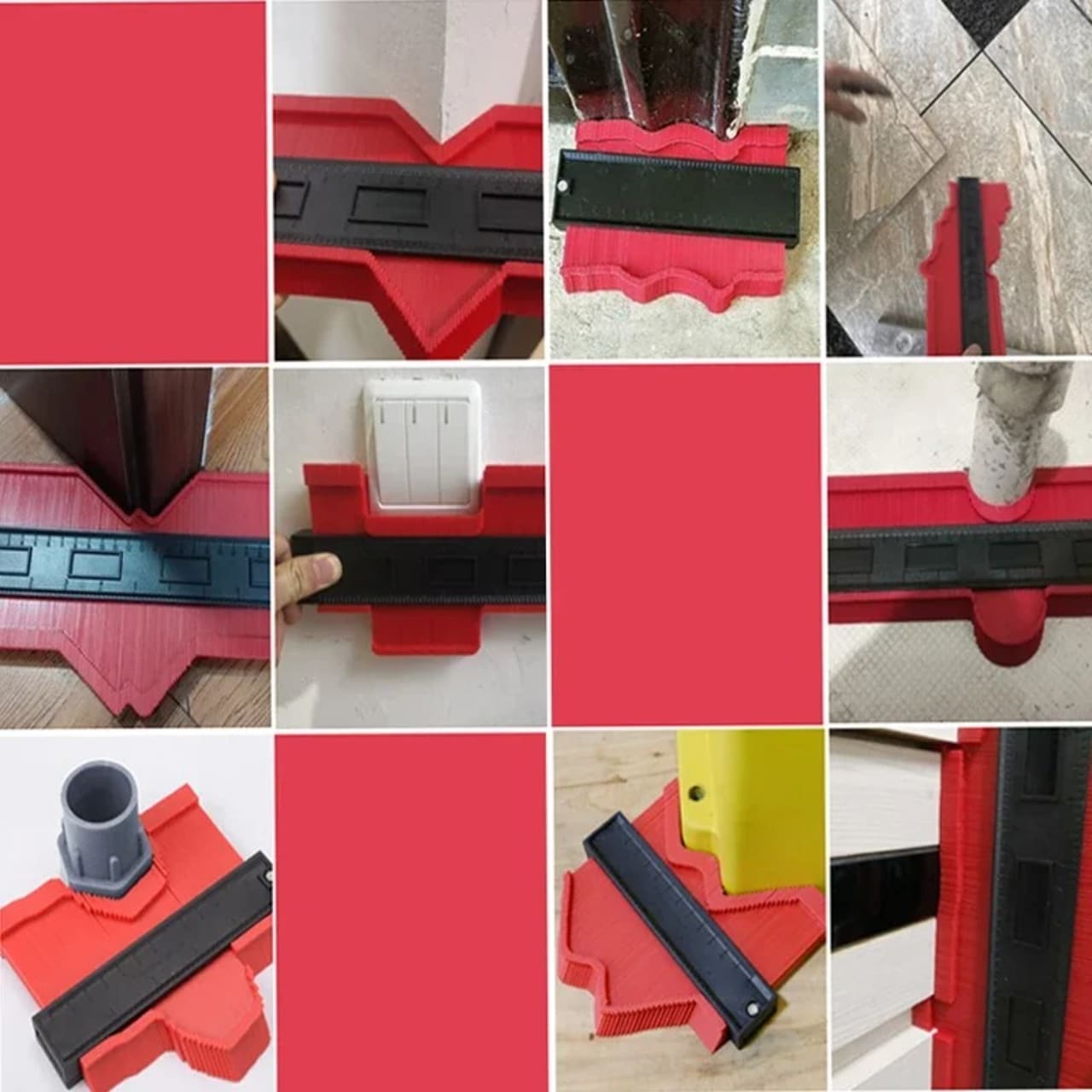 Contour Gauge ตัดแม่แบบเครื่องมือวัดงานไม้เครื่องมือไม้วัดไม้บรรทัด Construction Contour เครื่องมือ