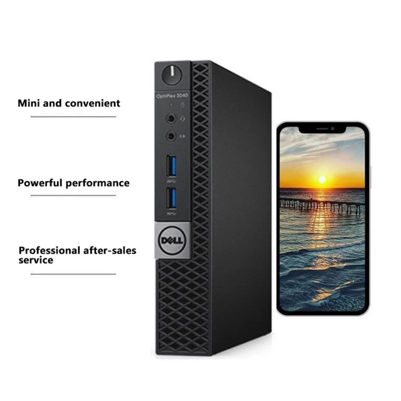 I3 7100T Dell 7050เดสก์ท็อปไมโครคอมพิวเตอร์โฮสต์สำหรับสำนักงานโฮมเธียเตอร์