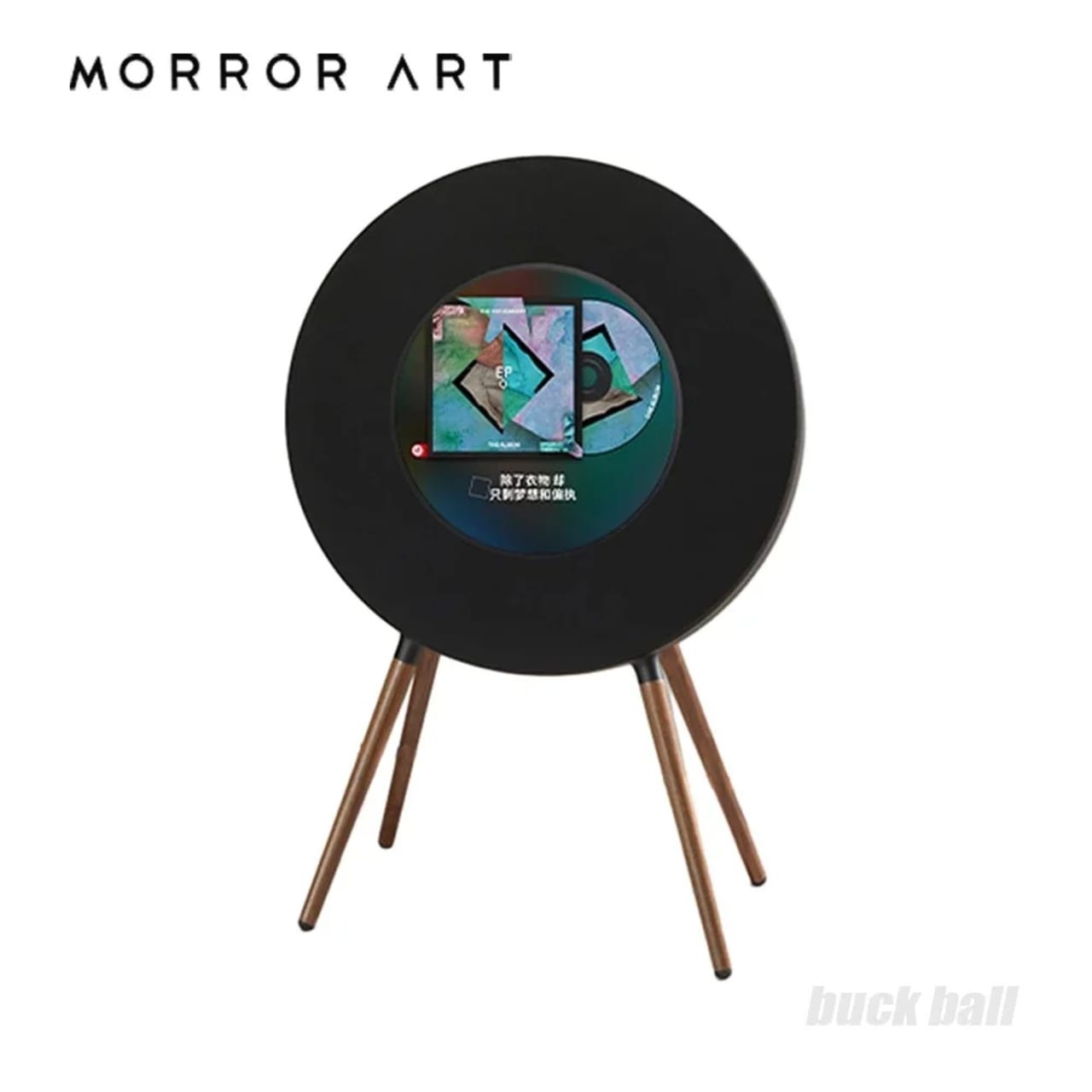 Morsor Art R1ลำโพงบลูทูธแผง TFT บันทึกเนื้อเพลง Netease คลาวด์ร่วมแบรนด์เบสสเตอริโอสีดำแขวนกาวคำบรรยาย