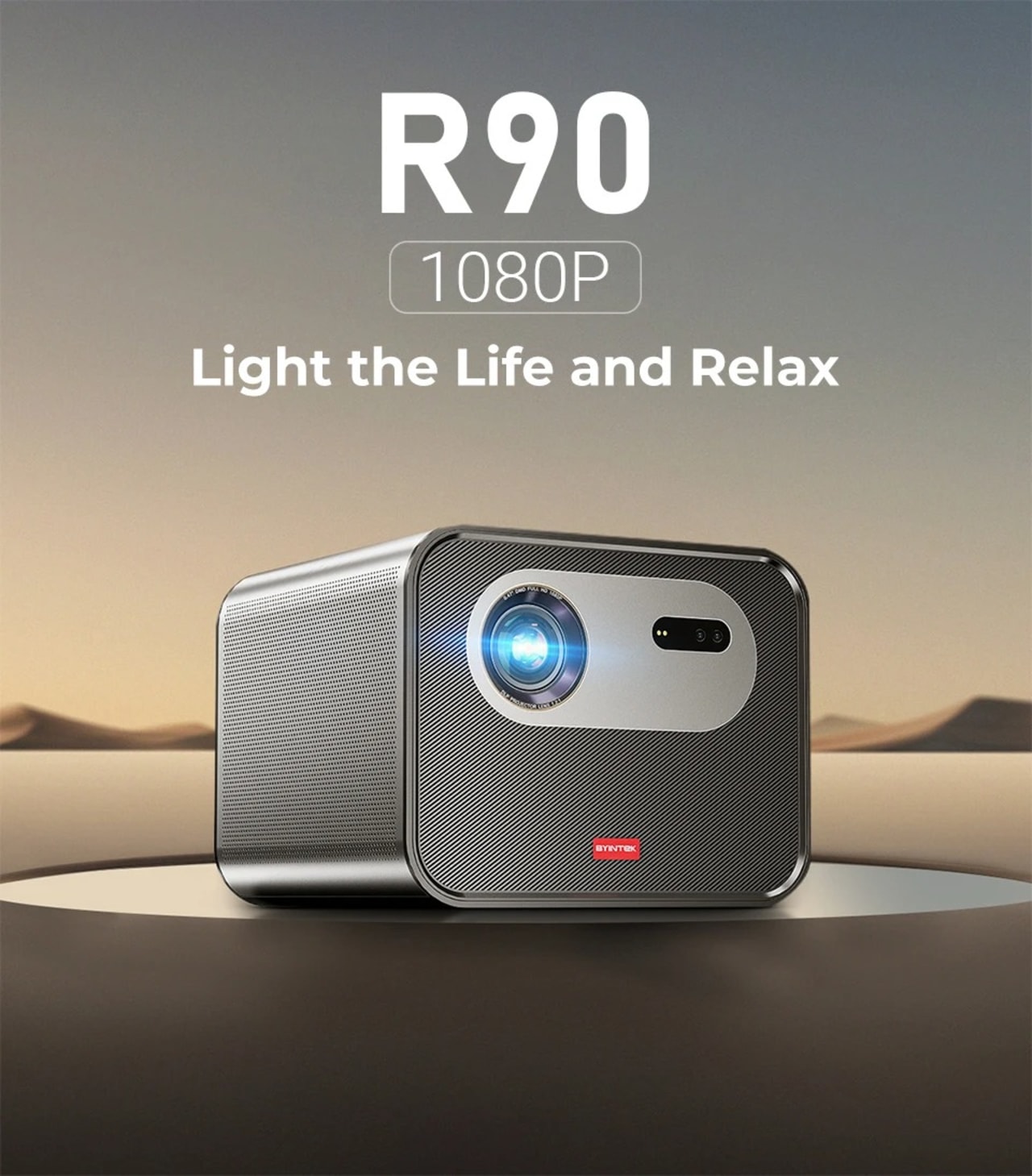 โปรเจคเตอร์Byintek R90แอนดรอยด์ทีวี1080P, 2200แอนดรอยด์ทีวี11.0 3D 4K รองรับสมาร์ทโฮมเธียเตอร์