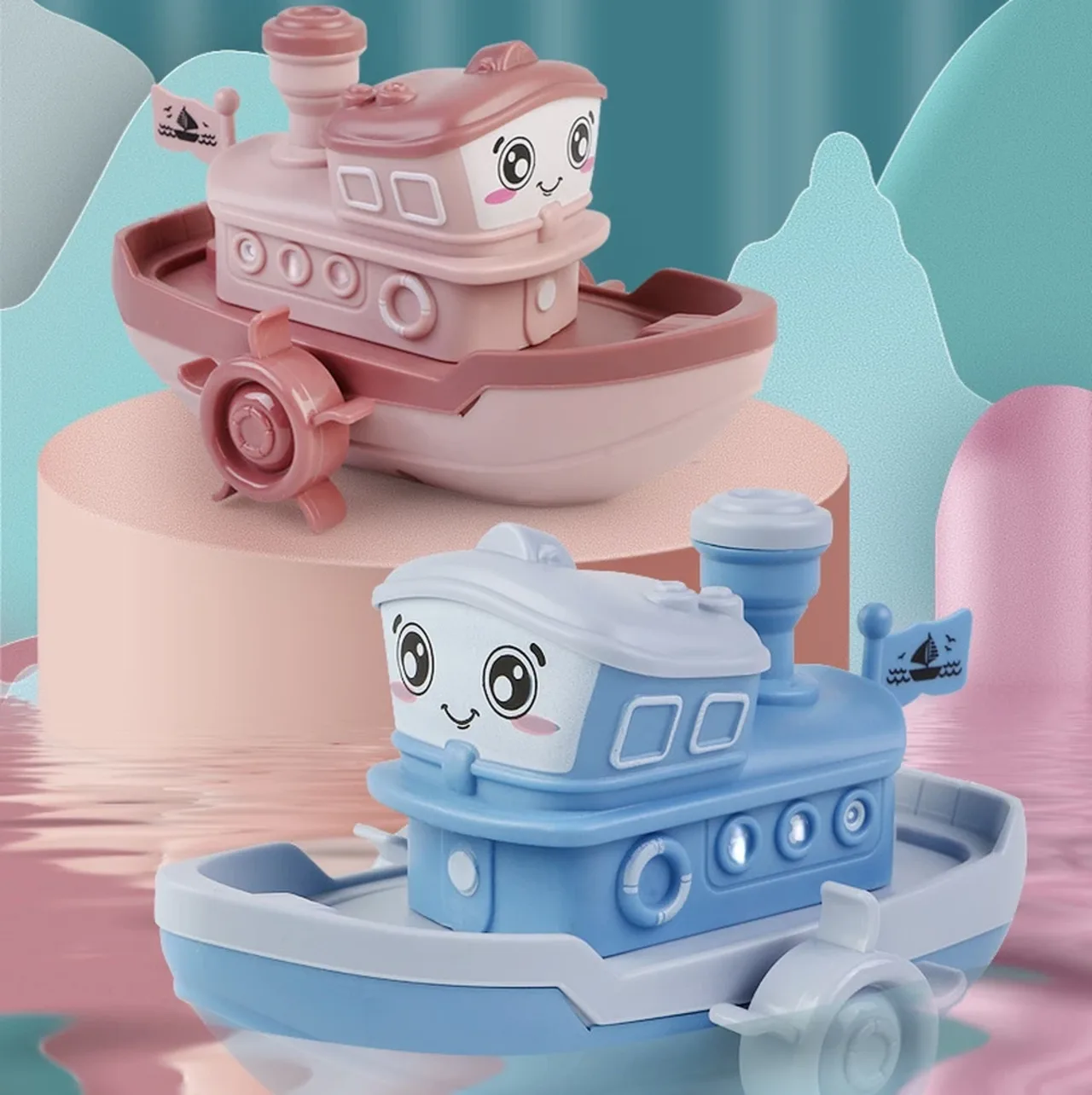 อ่างอาบน้ำของเล่นการ์ตูนน่ารักของเล่นลานนาฬิกาเรือของเล่นไขลานของเล่นเด็กของเล่นในน้ำเกมว่ายน้ำชายหาดสำหรับของขวัญสำหรับเด็กของเล่นเด็กผู้ชาย