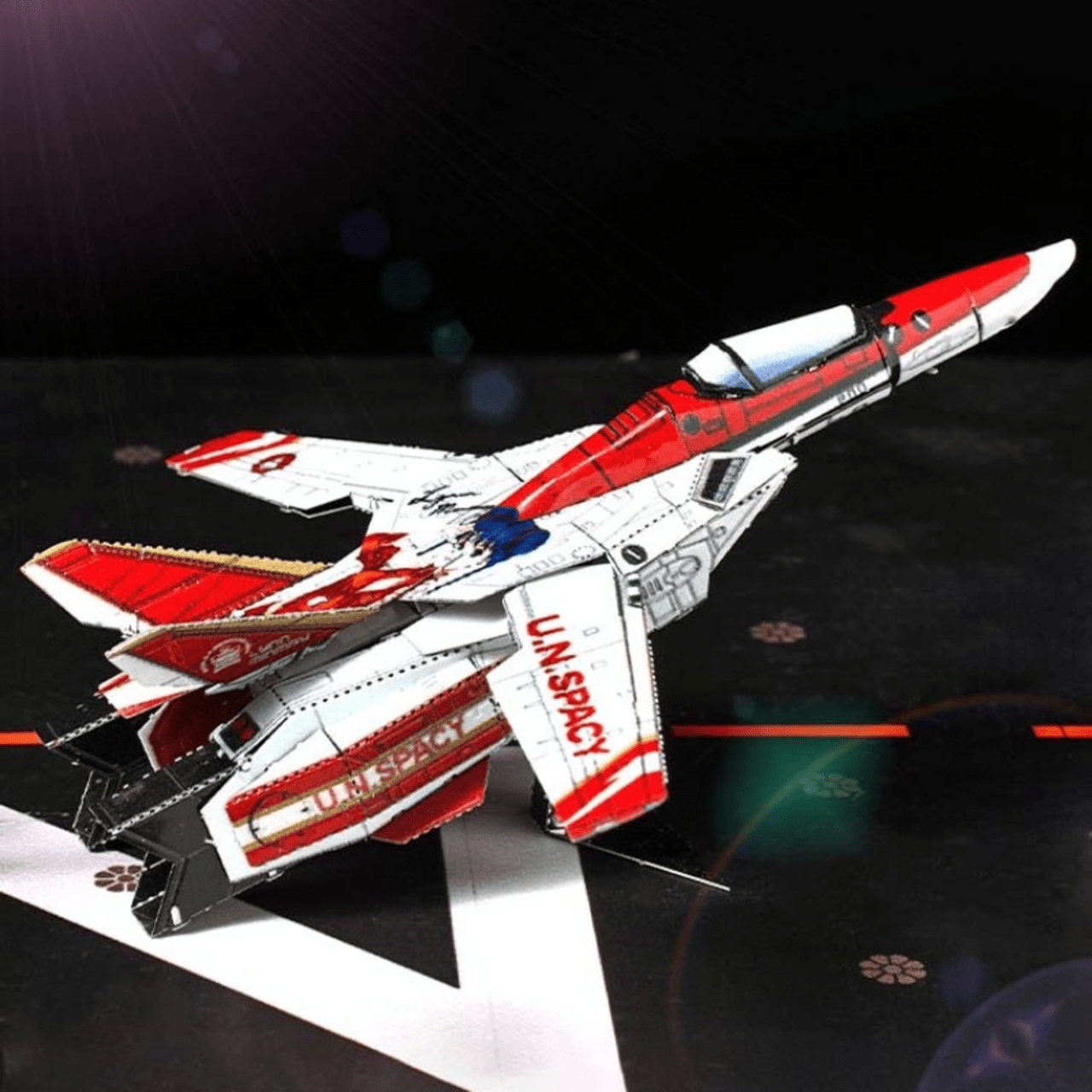 ชุดตัวต่อโมเดลสีสเตนเลสสตีลปริศนาเหล็ก3D สำหรับนักสู้แปลงร่างเป็น VF-1S สีแดงของเล่นจิ๊กซอว์เป็นของขวัญปีใหม่