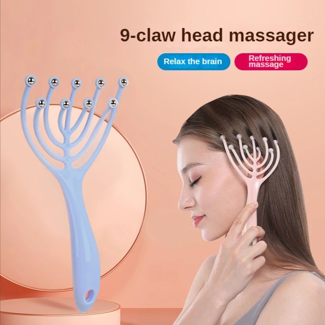 เครื่องนวดศีรษะ9กรงเล็บลูกบอลผ่อนคลายร่างกายและหนังศีรษะมือถือนวดผมผ่อนคลายสปาอุปกรณ์ดูแลสุขภาพความเครียด Relief ช่วย
