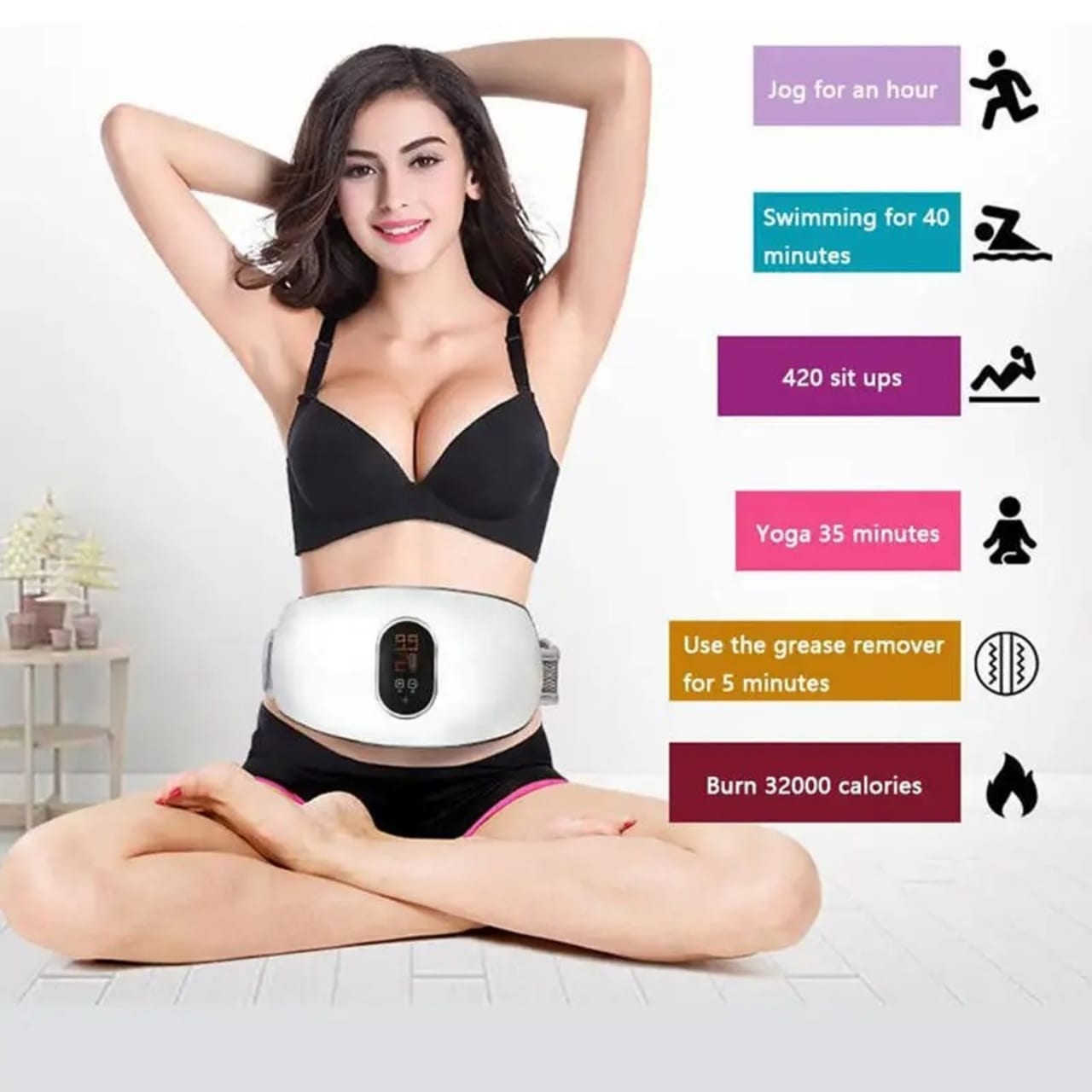 เข็มขัดออกกำลังกายแบบชาร์จไฟได้เครื่องนวด pelangsing Badan ลดน้ำหนักแบบพอดีตัวเผาผลาญไขมัน Relief เครื่องมือความงามอาการท้องผูก