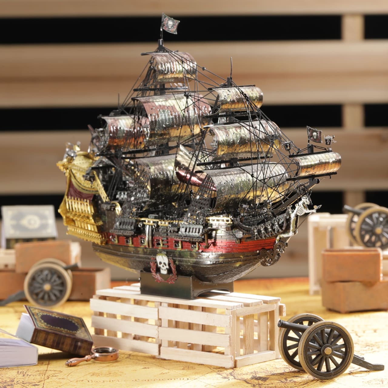 Piececool 3D โลหะปริศนา Queen Anne 'S Revenge จิ๊กซอว์โจรสลัดเรือ DIY Building ชุดของเล่นสำหรับวัยรุ่นสมอง teaser