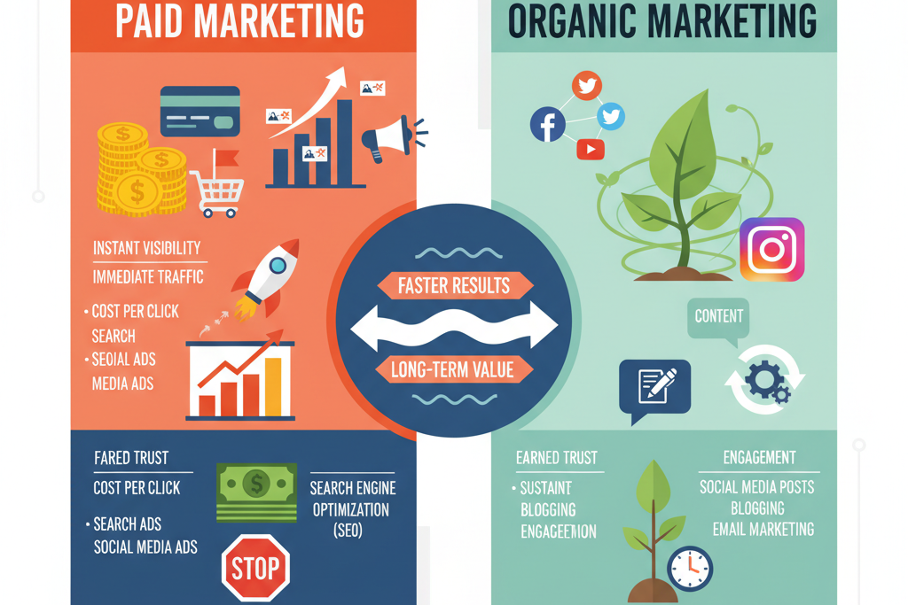 How to Increase Traffic on Your Website: Understanding Paid vs Organic Marketing and Boosting Organic Traffic with Social Media and Blogging