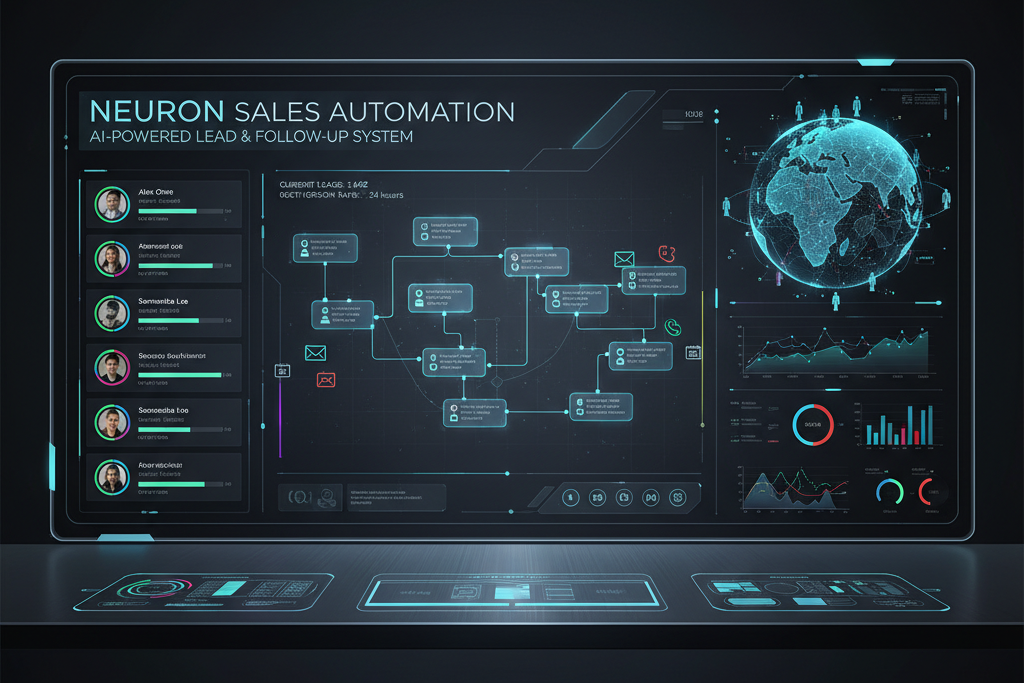 AI brain connecting with data points and business icons
