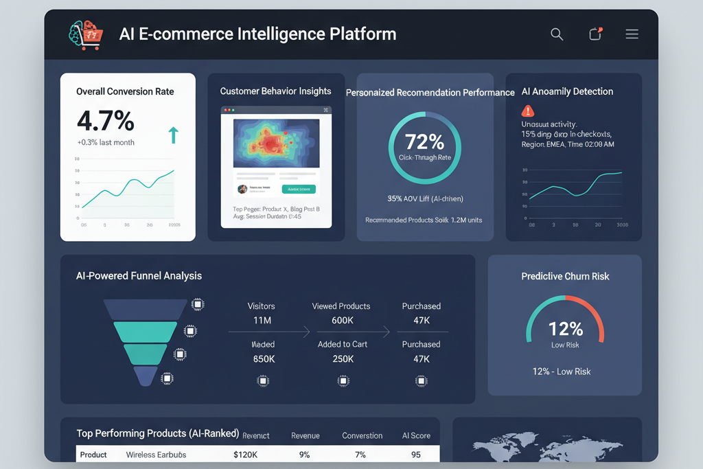 Chart showing growth trends in conversion, basket value, and loyalty due to AI