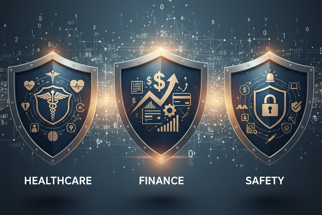 A conceptual image depicting vital aspects of life, such as money, health, and security, emphasizing the critical nature of YMYL topics.