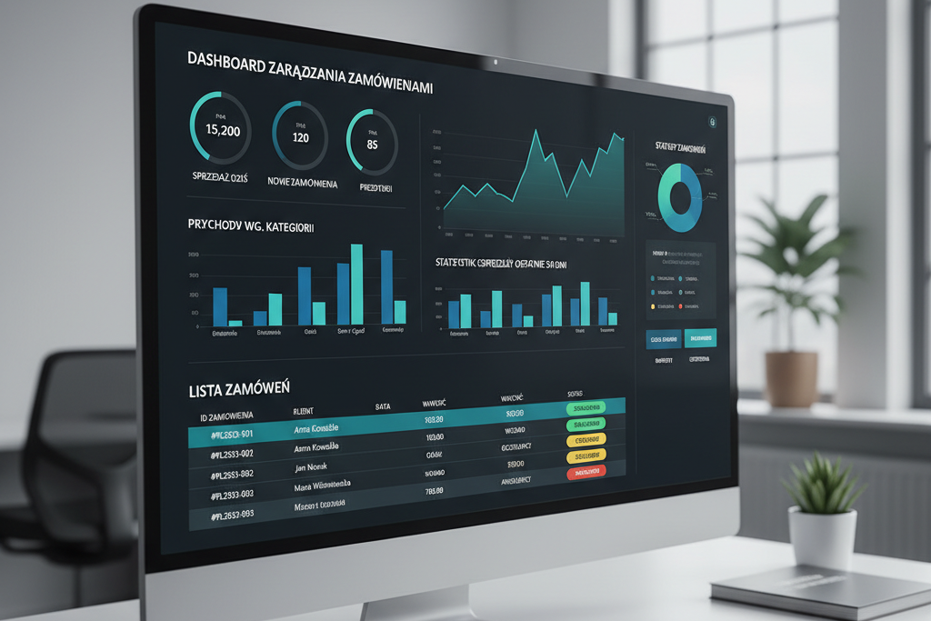 A stylized diagram showing the flow of an intelligent order automation system, with nodes for order placement, AI processing, status updates, and customer notifications, connected by arrows.
