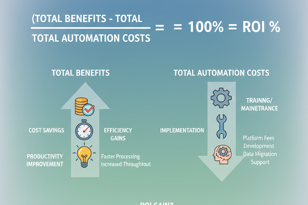 A dashboard displaying various financial metrics, charts, and data points, symbolizing the analysis of ROI and business performance from automation.