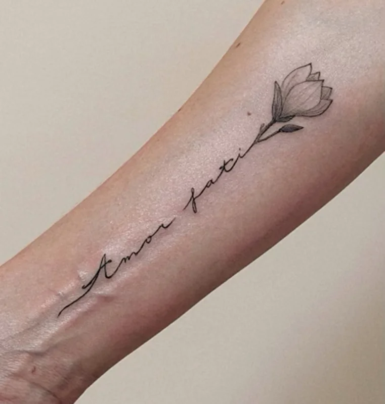 Complex Tattoo of Zantedeschia with Writing