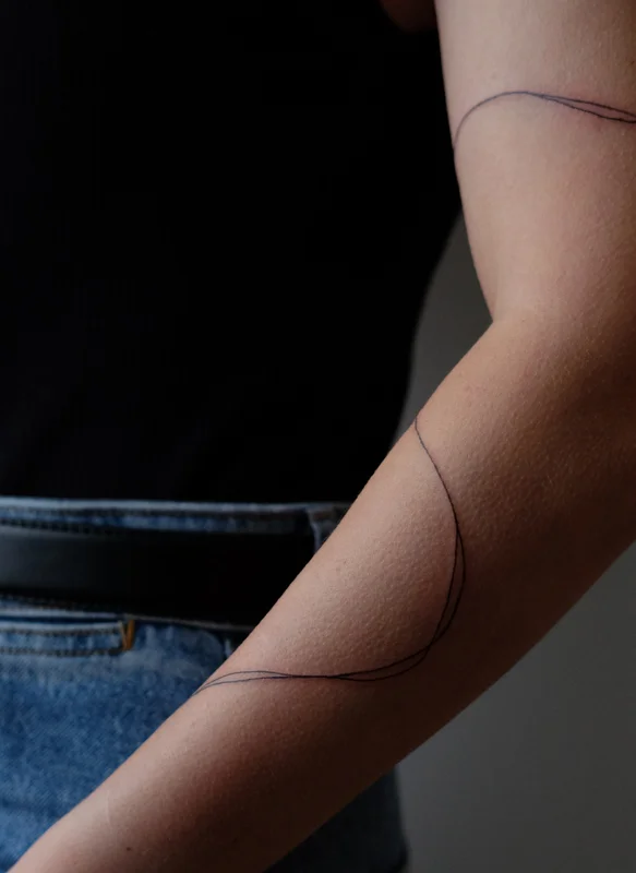 Sleeve tattoo in one line