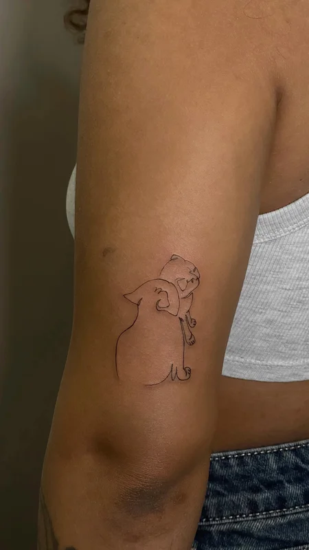 Тату однією лінією портрет котів