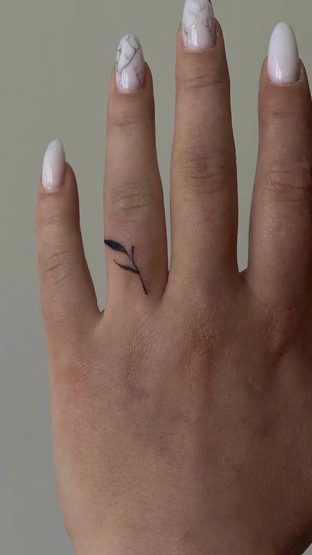 finger leaf tattoo