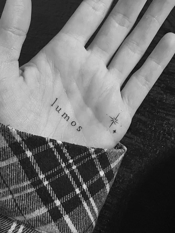 Palm Tattoo inscription Lumos