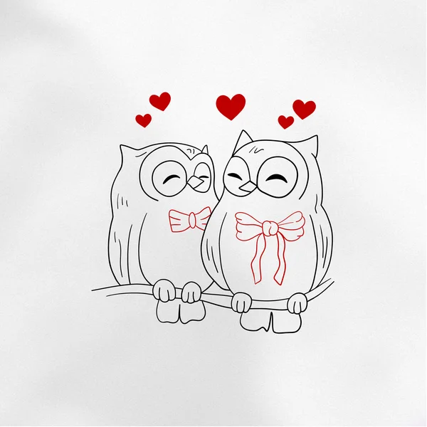mini tattoo sketch of owls in love