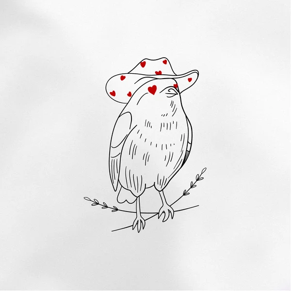 sketch of a cowboy sparrow mini tattoo