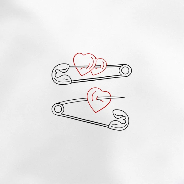 couple tattoo sketch of pins with hearts