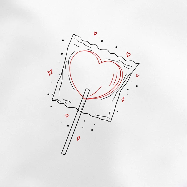 Heartshaped lollipop tattoo sketch